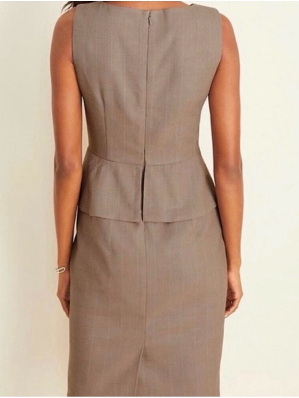 Ann Taylor Taupe Sleeveless Peplum Sheath Dress - Picture 8 of 10
